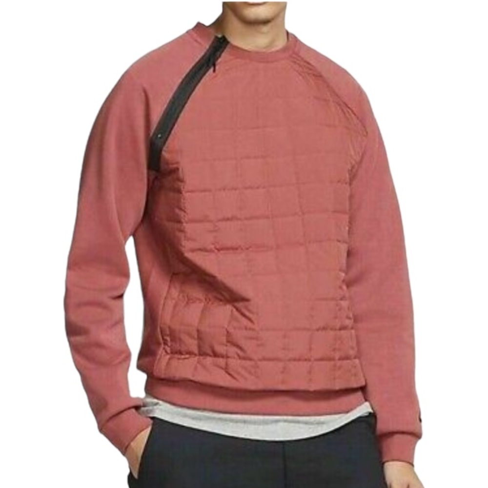 Nike Sportswear Tech Pack Quilted Med Rust Red NSW PE Crew Sweatshirt BV3697-661